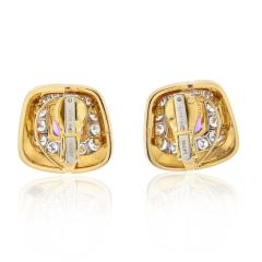 David Webb DAVID WEBB PLATINUM 18K YG CUSHION CUT AMETHYST AND DIAMOND CLIP ON EARRINGS - 2444552