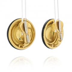 David Webb DAVID WEBB PLATINUM 18K YG HAMMERED GOLD AND BLACK ENAMEL CLIP EARRINGS - 2483903