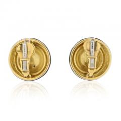 David Webb DAVID WEBB PLATINUM 18K YG HAMMERED GOLD AND BLACK ENAMEL CLIP EARRINGS - 2483904