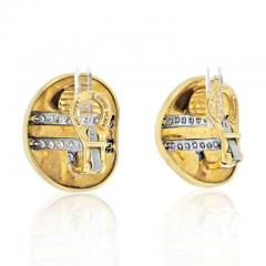 David Webb DAVID WEBB PLATINUM 18K YG WHITE ENAMEL DIAMOND METRO COLLECTION EARRINGS - 2483920