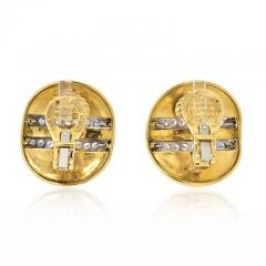David Webb DAVID WEBB PLATINUM 18K YG WHITE ENAMEL DIAMOND METRO COLLECTION EARRINGS - 2483922