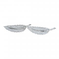 David Webb DAVID WEBB PLATINUM 40 CARAT DIAMOND FEATHER SET OF TWO BROOCHES - 1934870