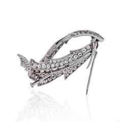 David Webb DAVID WEBB PLATINUM 8 CARAT DIAMOND FOLIAGE SWIRL PIN BROOCH - 1809444