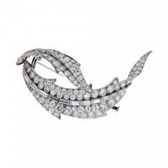 David Webb DAVID WEBB PLATINUM 8 CARAT DIAMOND FOLIAGE SWIRL PIN BROOCH - 1810642