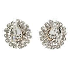 David Webb DAVID WEBB PLATINUM OLD CUT AND OLD EUROPEAN CLUSTER PEARL CLIP ON EARRINGS - 2902670