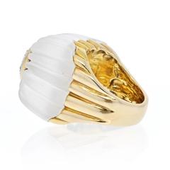David Webb DAVID WEBB ROCK CRYSTAL 18K YELLOW GOLD DIAMOND FLUTED ROCK CRYSTAL RING - 2621899