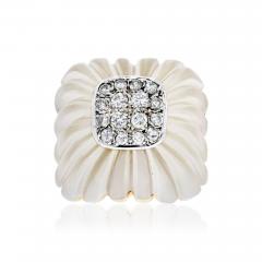 David Webb DAVID WEBB ROCK CRYSTAL 18K YELLOW GOLD DIAMOND FLUTED ROCK CRYSTAL RING - 2624685