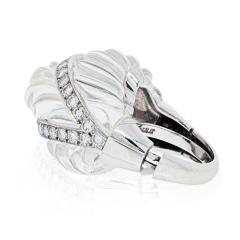 David Webb DAVID WEBB ROCK CRYSTAL PLATINUM 18K WHITE GOLD ROCK CRYSTAL DIAMOND ARCH RING - 2621890