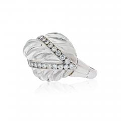 David Webb DAVID WEBB ROCK CRYSTAL PLATINUM 18K WHITE GOLD ROCK CRYSTAL DIAMOND ARCH RING - 2624683