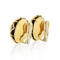 David Webb DAVID WEBB SNOWFLAKE PLATINUM 18K YELLOW GOLD ONYX WEBB EARRINGS - 1755795