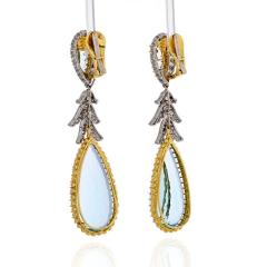 David Webb DAVID WEBB TEARDROP BLUE AQUAMARINE AND DIAMOND DANGLING EARRINGS - 1786189