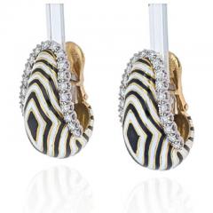 David Webb DAVID WEBB VREELAND DIAMOND ZEBRA BLACK WHITE ENAMEL EARRINGS - 1977190