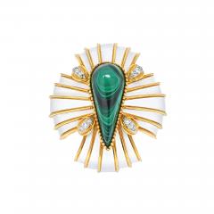 David Webb DAVID WEBB WHITE ENAMEL AND MALACHITE MALTESE CROSS BROOCH - 2709285
