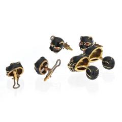 David Webb DAVID WEBB YELLOW GOLD BLACK PANTHER MENS SUIT SET CUFF LINKS - 2345866