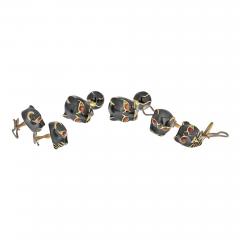 David Webb DAVID WEBB YELLOW GOLD BLACK PANTHER MENS SUIT SET CUFF LINKS - 2349703