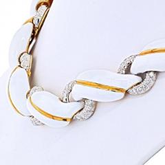 David Webb DAVID WEBB YELLOW GOLD WHITE ENAMEL AND DIAMOND COLLAR NECKLACE - 1977141