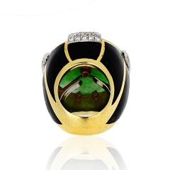 David Webb David Webb 18K Gold Black Enamel Diamonds Ruby Ring - 1665598