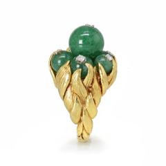 David Webb David Webb 18K Gold Green Chrysoprase and Diamond Ring - 1664825