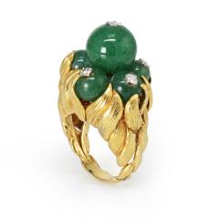 David Webb David Webb 18K Gold Green Chrysoprase and Diamond Ring - 1664827