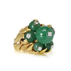 David Webb David Webb 18K Gold Green Chrysoprase and Diamond Ring - 1664830