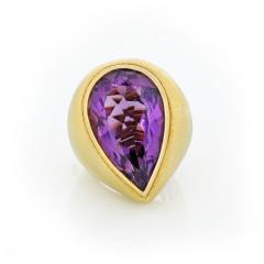 David Webb David Webb 18K Gold Large Scale Pear Shaped Amethyst Ring - 1665083