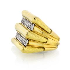 David Webb David Webb 18K Gold Radiator Hammered Finished Diamond Ring - 1665055
