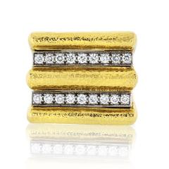 David Webb David Webb 18K Gold Radiator Hammered Finished Diamond Ring - 1665056