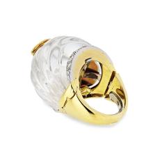 David Webb David Webb 18K Gold Rock Crystal And Diamond Ring - 1665618