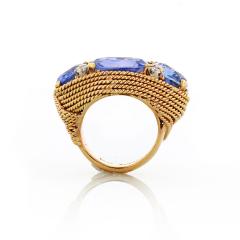 David Webb David Webb 18K Gold Sapphire Rope Motif Ring - 1665070