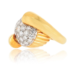 David Webb David Webb 18K Yellow Gold 1970s Pave Set Diamond Cocktail Vintage Ring - 3909504