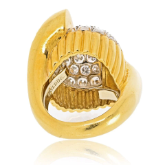 David Webb David Webb 18K Yellow Gold 1970s Pave Set Diamond Cocktail Vintage Ring - 3909514