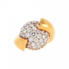 David Webb David Webb 18K Yellow Gold 1970s Pave Set Diamond Cocktail Vintage Ring - 3912102