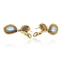 David Webb David Webb 18K Yellow Gold 6 00cttw Aquamarine And Diamond Earrings - 4794565