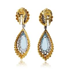 David Webb David Webb 18K Yellow Gold 6 00cttw Aquamarine And Diamond Earrings - 4794568
