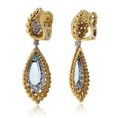 David Webb David Webb 18K Yellow Gold 6 00cttw Aquamarine And Diamond Earrings - 4794569