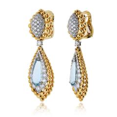 David Webb David Webb 18K Yellow Gold 6 00cttw Aquamarine And Diamond Earrings - 4794570