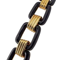 David Webb David Webb 18K Yellow Gold Black Enamel Large Link Gold Stations Necklace - 4612317