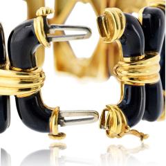 David Webb David Webb 18K Yellow Gold Black Enamel Open Link Bracelet - 4698524