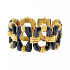 David Webb David Webb 18K Yellow Gold Black Enamel Open Link Bracelet - 4698615