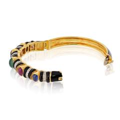 David Webb David Webb 18K Yellow Gold Black Enamel With Gemstones And Diamonds Bracelet - 4232096