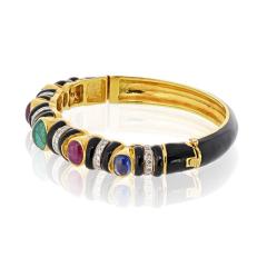 David Webb David Webb 18K Yellow Gold Black Enamel With Gemstones And Diamonds Bracelet - 4232098