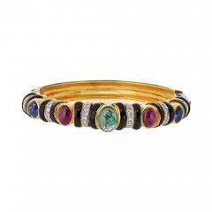 David Webb David Webb 18K Yellow Gold Black Enamel With Gemstones And Diamonds Bracelet - 4235683