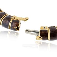 David Webb David Webb 18K Yellow Gold Brown Horse Green Eye Bracelet - 4814287