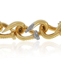 David Webb David Webb 18K Yellow Gold Diamond Nail Link 7 25 inches Bracelet - 4323119