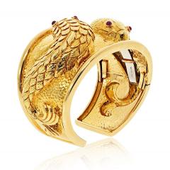 David Webb David Webb 18K Yellow Gold Double Fish With Ruby Eyes Bracelet - 4541799