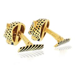 David Webb David Webb 18K Yellow Gold Leopard Emerald Eyes With Box Cuff Links - 4648724
