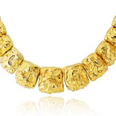 David Webb David Webb 18K Yellow Gold Nugget Style Graduated Panel Necklace - 4383145