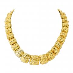 David Webb David Webb 18K Yellow Gold Nugget Style Graduated Panel Necklace - 4383913