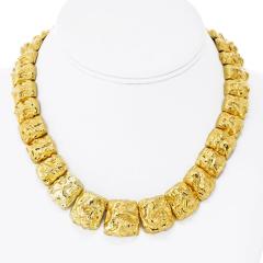 David Webb David Webb 18K Yellow Gold Nugget Style Graduated Panel Necklace - 4383941