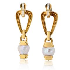 David Webb David Webb 18K Yellow Gold Pearl Drop Pendulum Earrings - 4324612